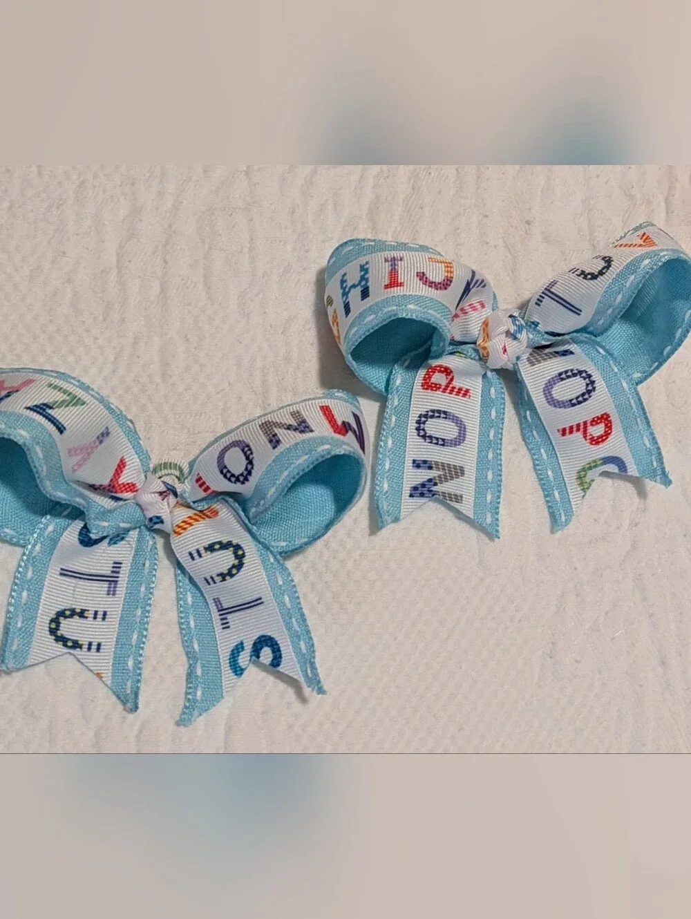 Set of 2 ABC Back to School Hair Bows - Handmade Kids Accessories